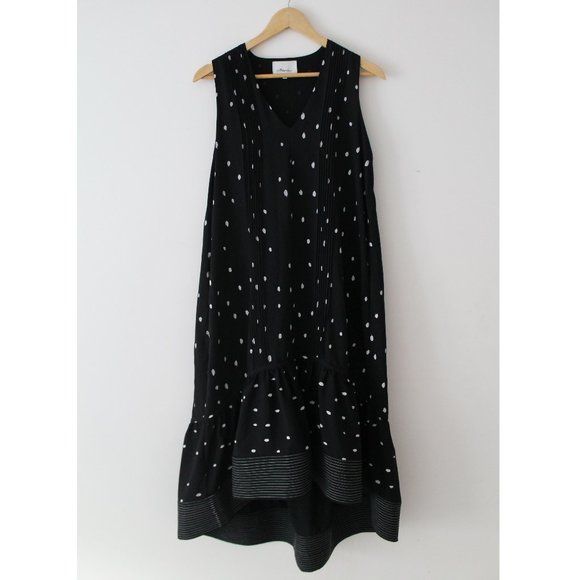 3.1 Phillip Lim Snowbird Printed Silk Dress with High-Low Hem / Size 2 / Black - Picture 8 of 11